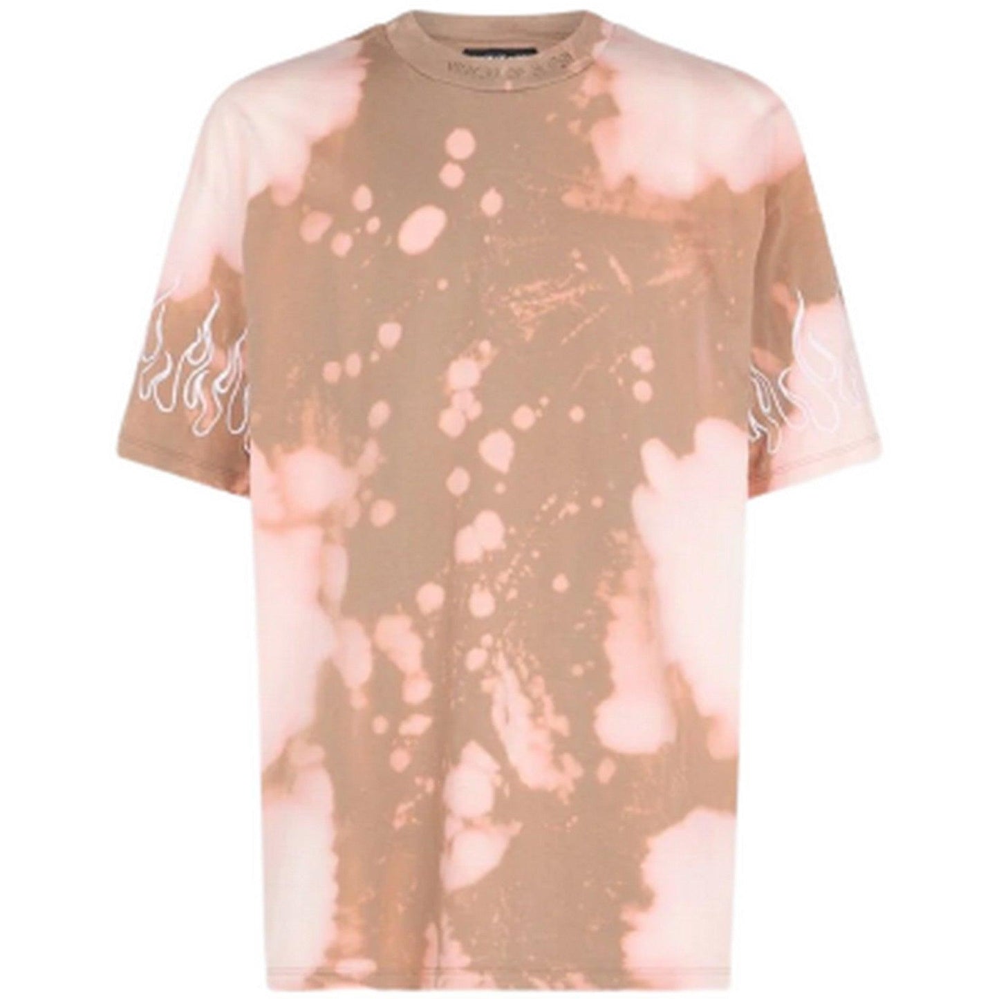 T-shirt Uomo Vision of Super - Brown Tie Dye Tshirt With Embroidery Flame - Marrone