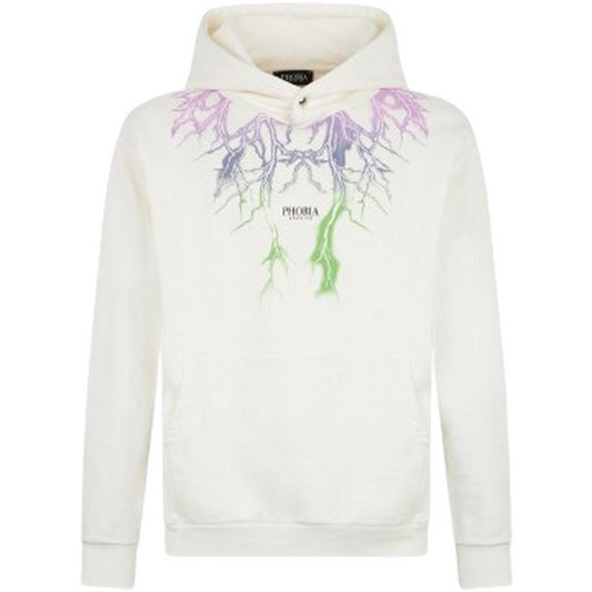 Felpe con cappuccio Uomo Phobia - White Hoodie With Bicolor Lghtning Print - Bianco