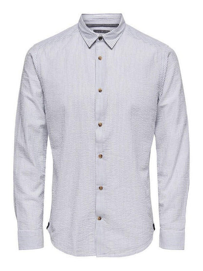 Camicie casual Uomo Only & Sons - Onssteve Life Ls Seersucker Stripe Shirt - Blu