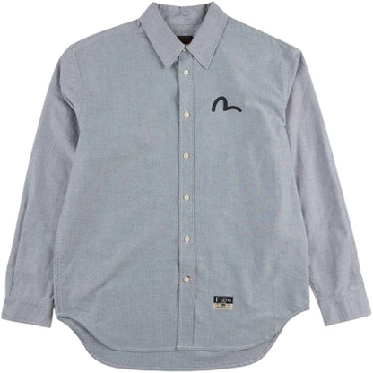 Camicie casual Uomo Evisu - Ht, Ls Oxford Shirt W/ Black Seagull Print - Grigio