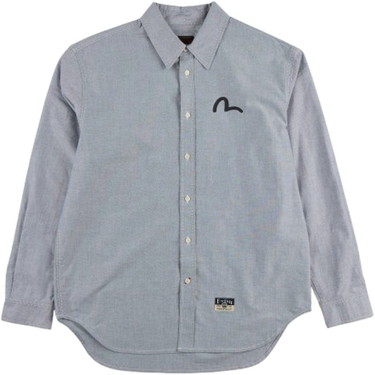 Camicie casual Uomo Evisu - Ht, Ls Oxford Shirt W/ Black Seagull Print - Grigio