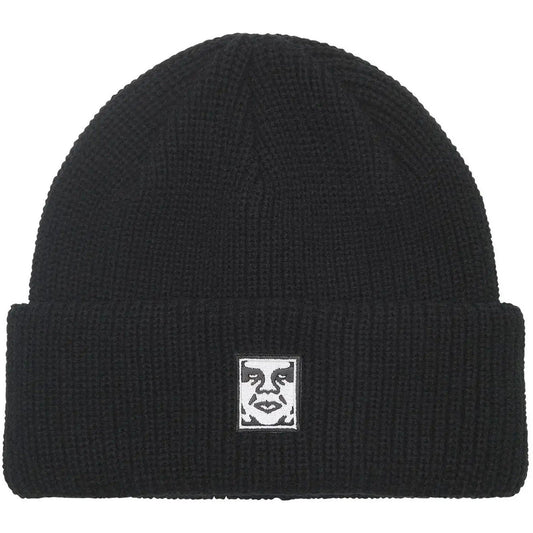 Berretti in maglia Uomo Obey - Mid Icon Patch Cuff Beanie - Nero