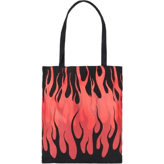 Borse a spalla Donna Vision of Super - Black Shopper Bag With Triple Flames And Logo Prin - Nero