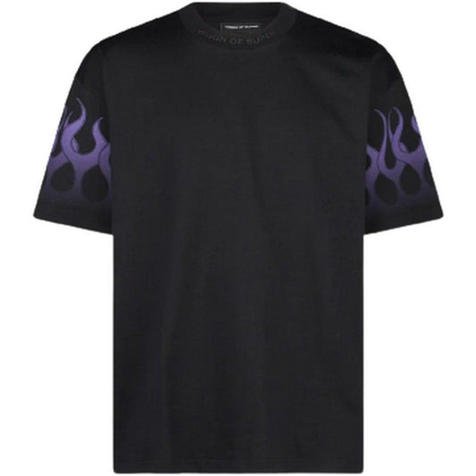 T-shirt Uomo Vision of Super - Black Tshirt With Purple Racing Flames - Nero