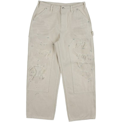 Pantaloni Uomo Evisu - Ej, Distressed Double Knee Pants - Bianco