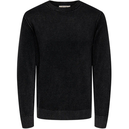 Maglie a manica lunga Uomo Only & Sons - Onsmads Reg 5 Crew Ls Washed Knit - Nero
