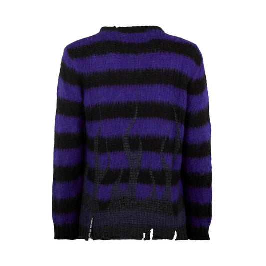 Maglioni Unisex Vision of Super - Purple Strpes Jumper With Black Flames - Viola