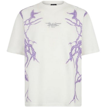 T-shirt Uomo Phobia - White T-Shirt With Lateral Purple Lightning Print - Bianco