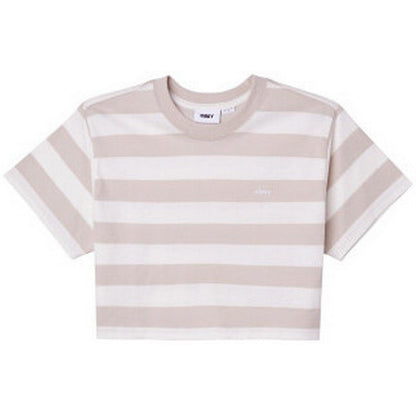 T-shirt Donna Obey - Adams Stripe Cropped Tee - Grigio