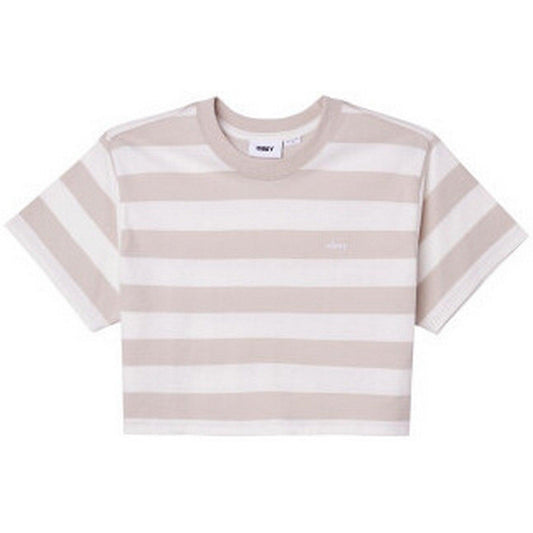 T-shirt Donna Obey - Adams Stripe Cropped Tee - Grigio