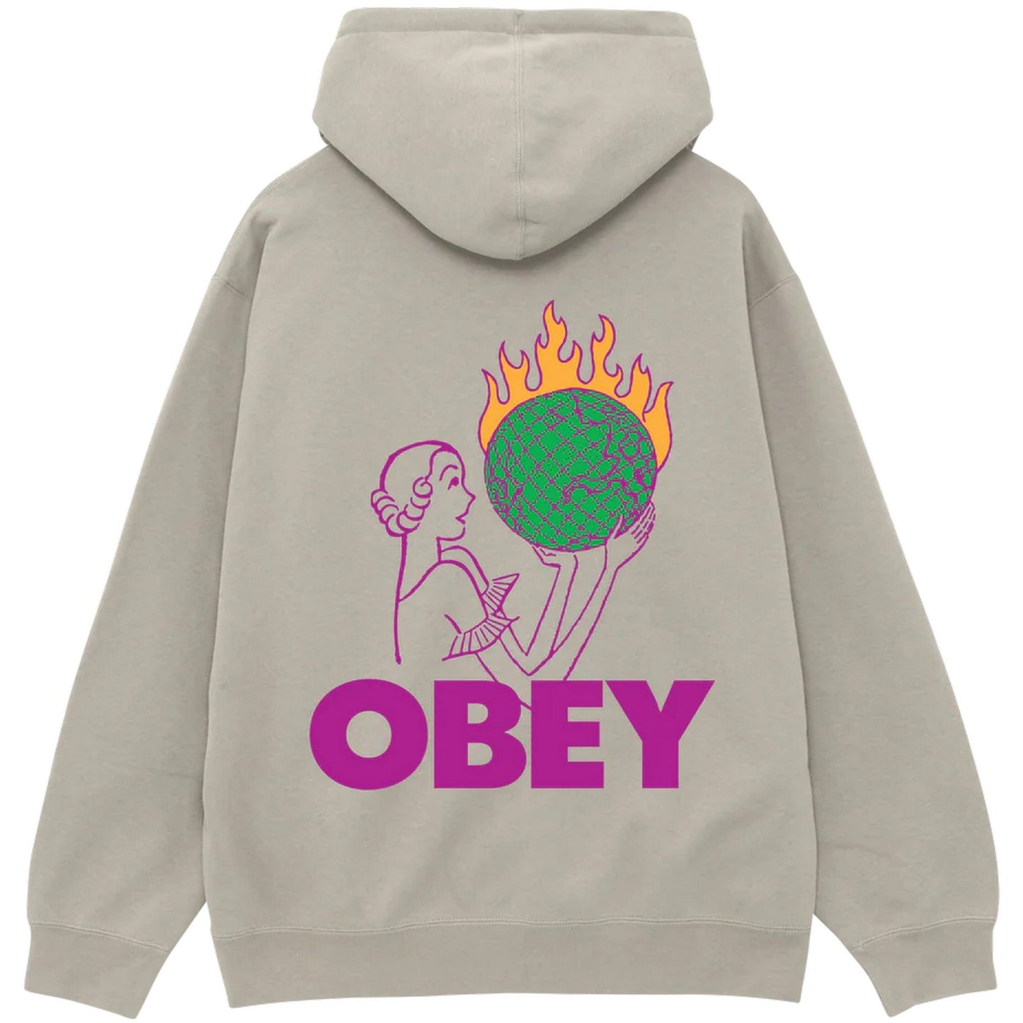 Felpe con cappuccio Uomo Obey - Obey World In Flames Fleece - Grigio