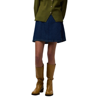 Gonne casual Donna Pieces - Pcflora Mw Wrap Denim Skirt Noos - Blu
