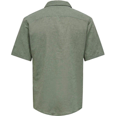 Only & Sons Chemises décontractées pour hommes - Onscaiden Ss Solid Resort Linen Noos - Vert