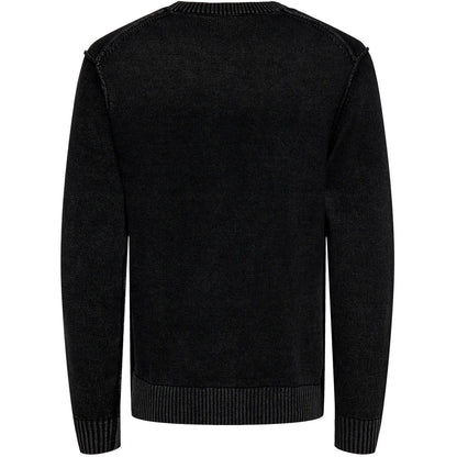Maglie a manica lunga Uomo Only & Sons - Onsmads Reg 5 Crew Ls Washed Knit - Nero