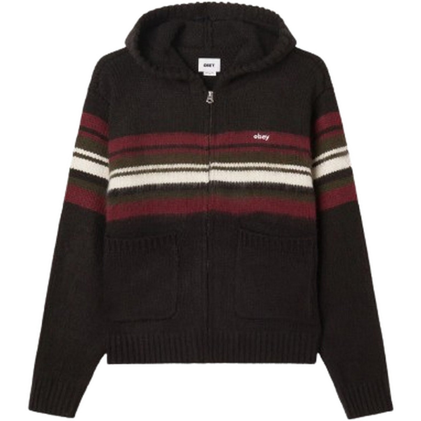 Maglie a manica lunga Uomo Obey - Myers Zip Up Hood Sweater - Nero