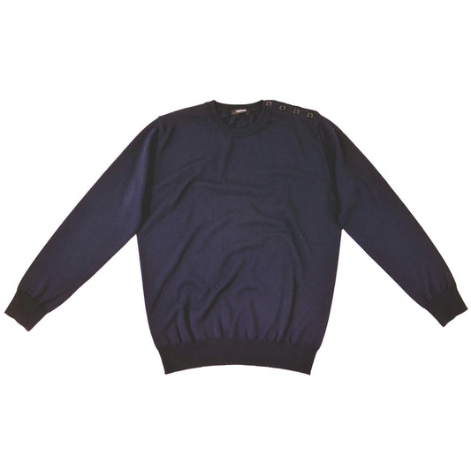 Koszule męskie z długim rękawem Bellwood - okrągły dekolt z guzikami na ramieniu F.14 - niebieskie