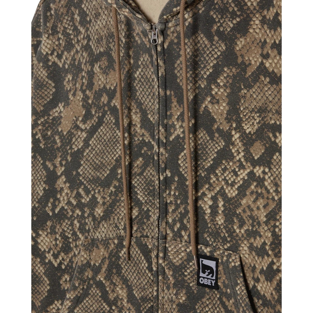 Felpe con cappuccio Uomo Obey - Obey Post Zip Hood Fleece - Verde