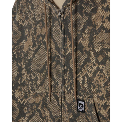 Felpe con cappuccio Uomo Obey - Obey Post Zip Hood Fleece - Verde