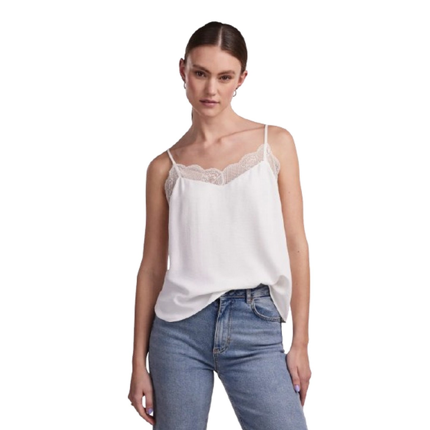 Canotte e top Donna Pieces - Pctiffany Strap Lace Top Noos Bc - Bianco