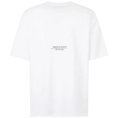 T-shirt Uomo Vision of Super - White T-Shirt With Flames Logo And Metal Label - Bianco