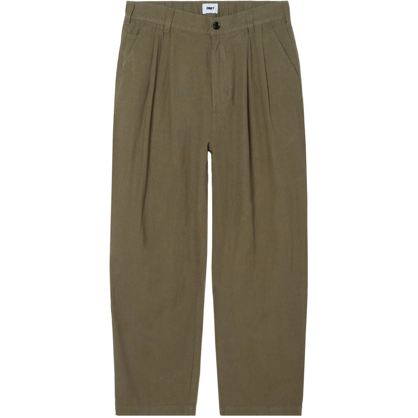 Pantaloni Uomo Obey - Foster Pleated Linen Pant - Verde