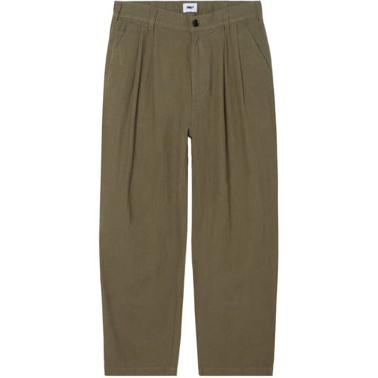 Pantaloni Uomo Obey - Foster Pleated Linen Pant - Verde