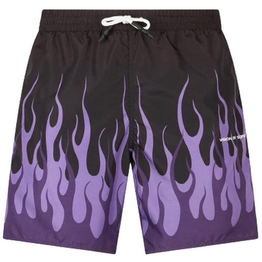 Pantaloncini e calzoncini Uomo Vision of Super - Black Swimwear With Double Pink Flames And White L - Nero