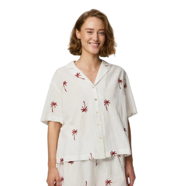 T-shirt Donna Pieces - Pckiana Ss Embrodiery Shirt Wvn Bc - Bianco