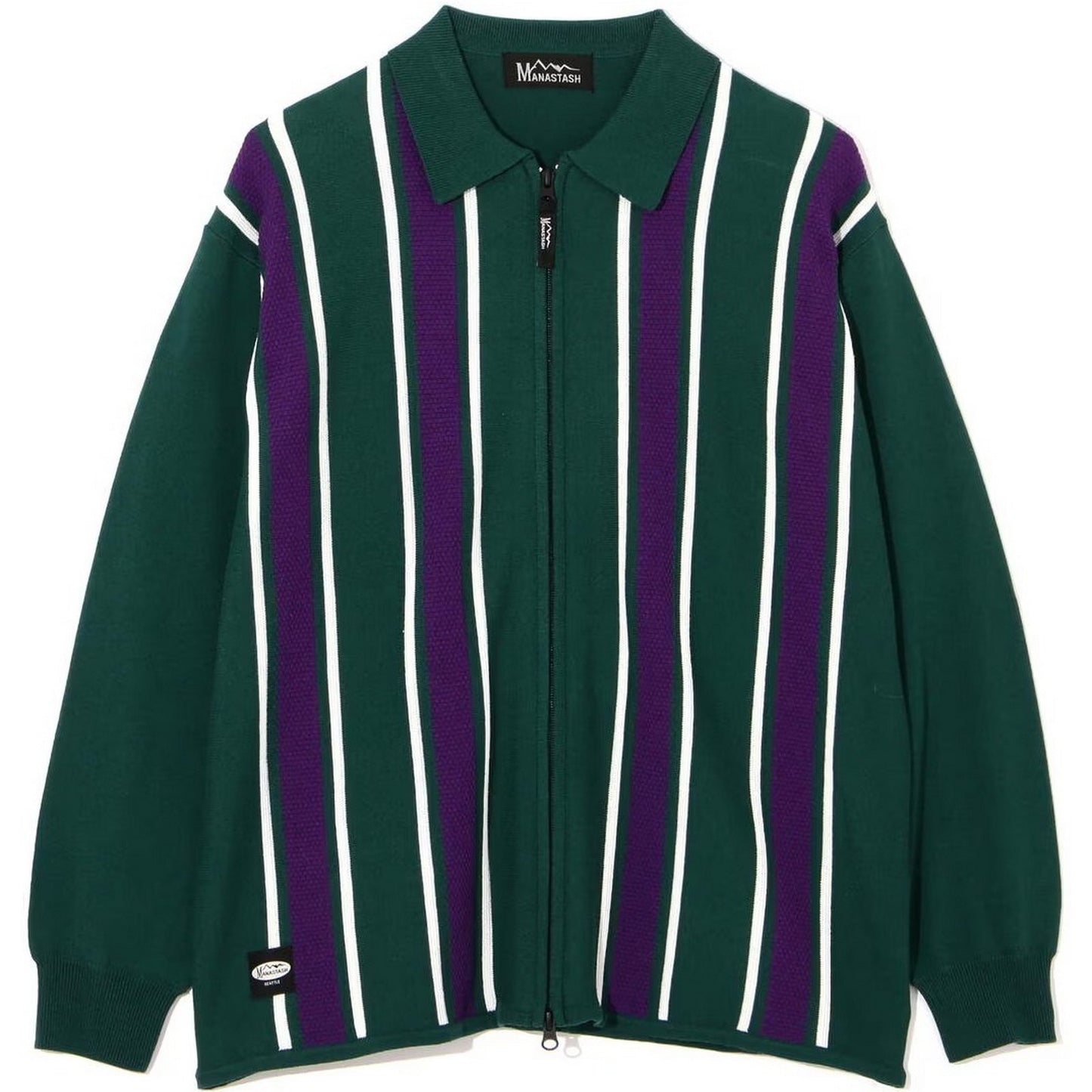 Maglie a manica lunga Uomo Manastash - Mca Stripe Zip Knit - Verde