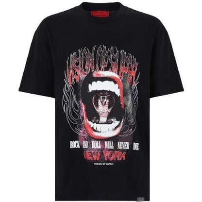 T-shirt Uomo Vision of Super - Black T-Shirt With "Cobra Mouth" Print - Nero