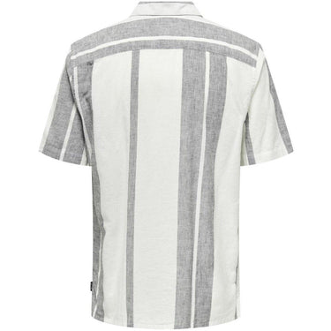 Only & Sons Chemises décontractées pour hommes - Onscaiden Ss Stripe Linen Resort Noos - Blanc