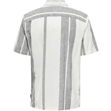Camicie casual Uomo Only & Sons - Onscaiden Ss Stripe Linen Resort Noos - Bianco
