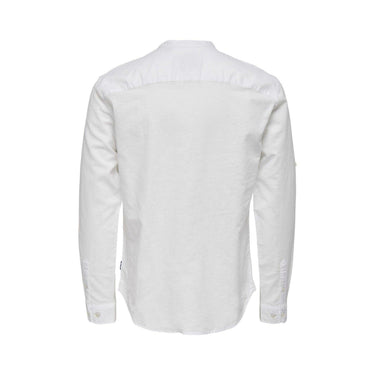 Camisas informales para hombre Only & Sons - Camisa de lino con media tapeta Onscaiden LS - Blanco