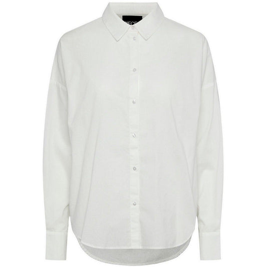 Camicie Donna Pieces - Pctanne Ls Loose Shirt Noos Bc - Bianco