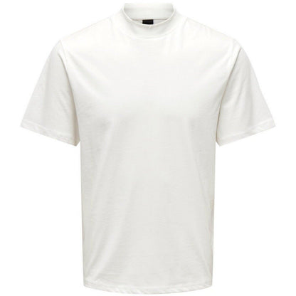 T-shirt Uomo Only & Sons - Onsotis Reg Mock Neck Tee - Bianco