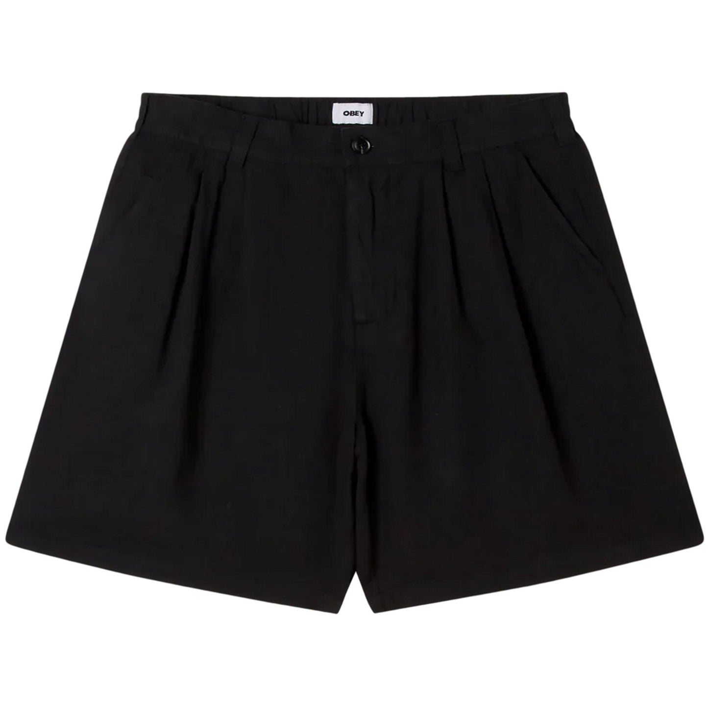 Pantaloncini Uomo Obey - Foster Pleated Linen Short - Nero