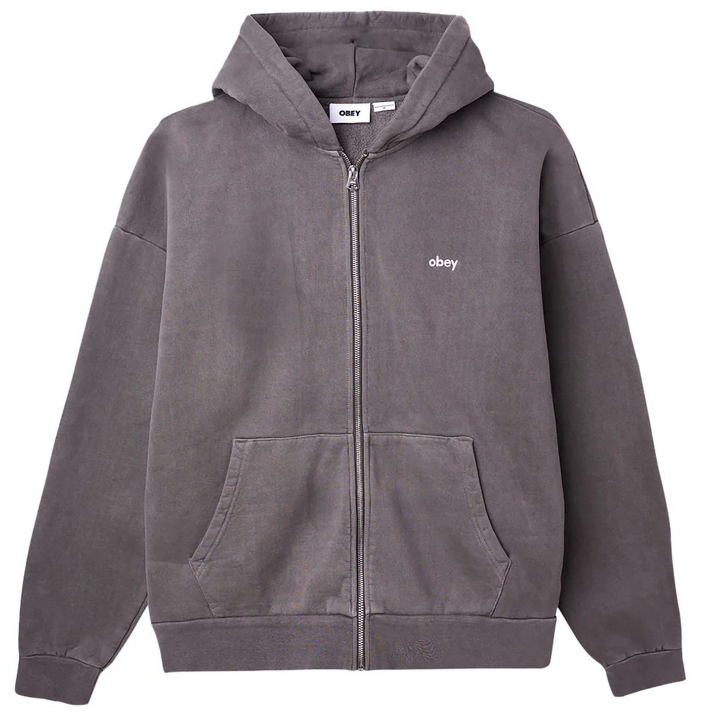Felpe con cappuccio Uomo Obey - Lowercase Pigment Zip Hood Fleece - Nero