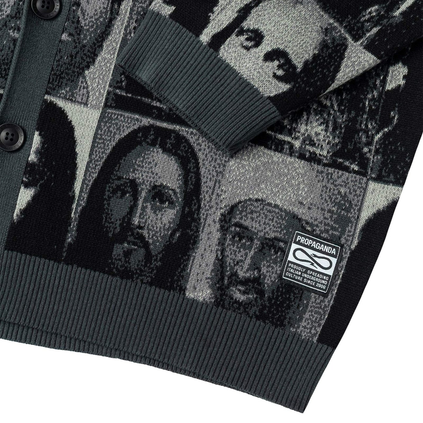 Cardigan Uomo Propaganda - Jacquard Cardigan Relaxed Fit Mugshot Jeez - Multicolore