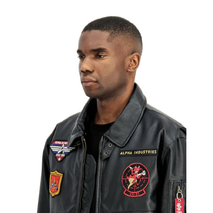 Giubbotti Uomo Alpha Industries - G-1 Devils Brigade Faux Leather Bomber Jacket - Nero