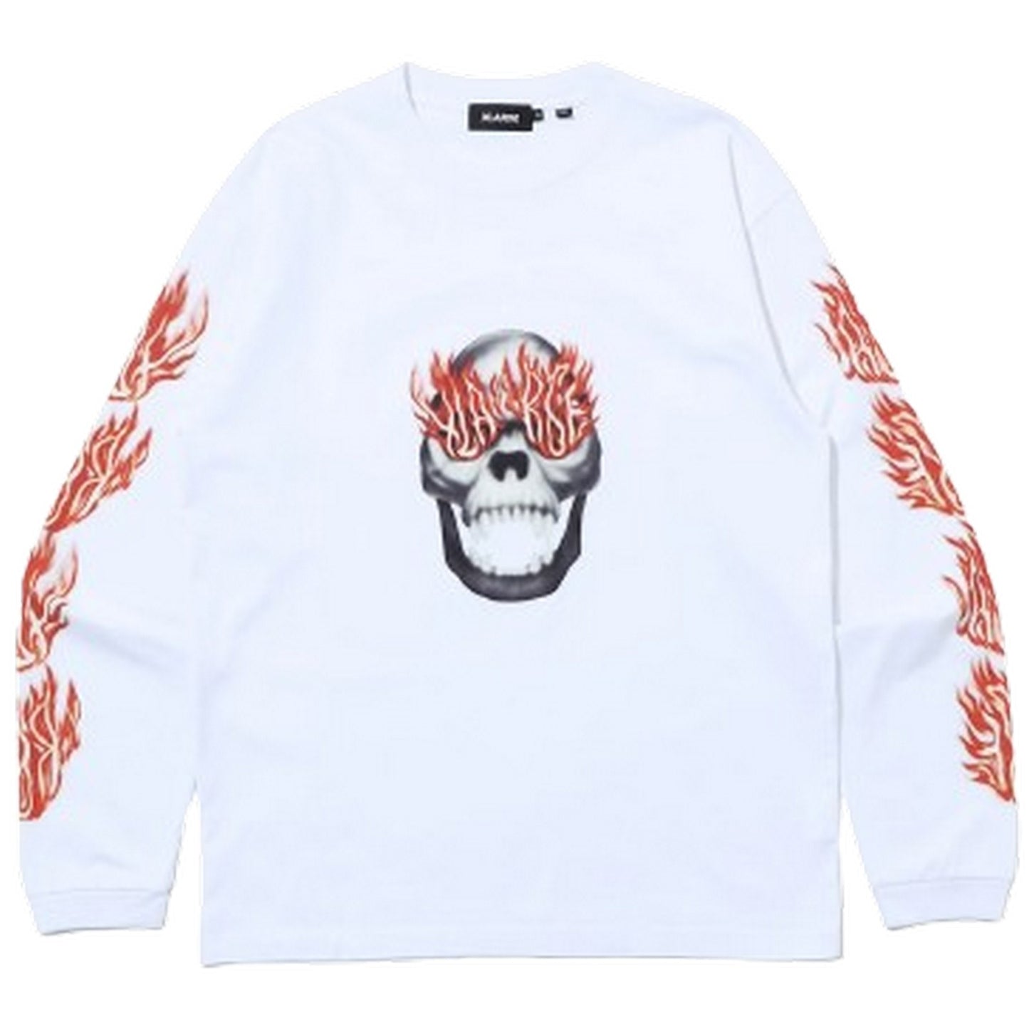 Maglie a manica lunga Unisex XLarge - Skull In Flames L/S Tee - Bianco