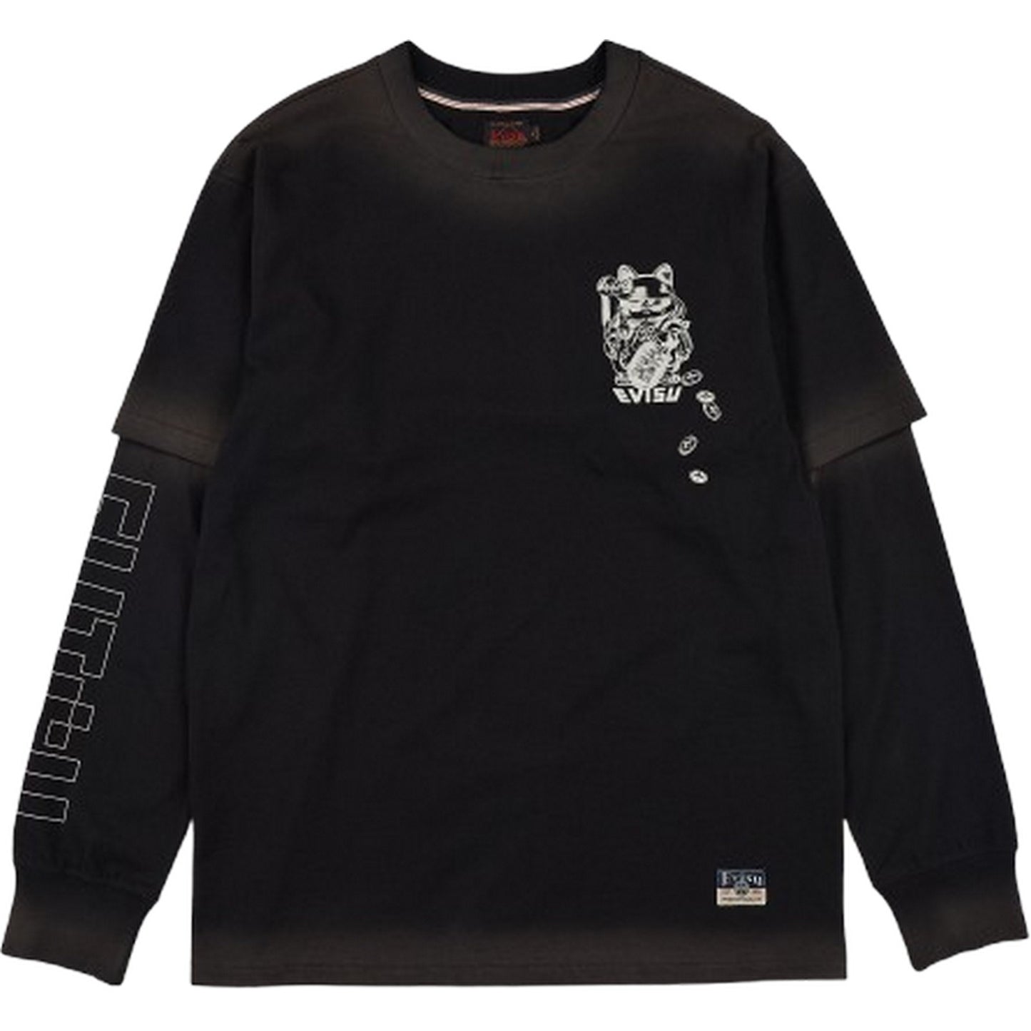 Maglie a manica lunga Uomo Evisu - Ht, Fortune Cat Ptinted Ls Tee - Nero