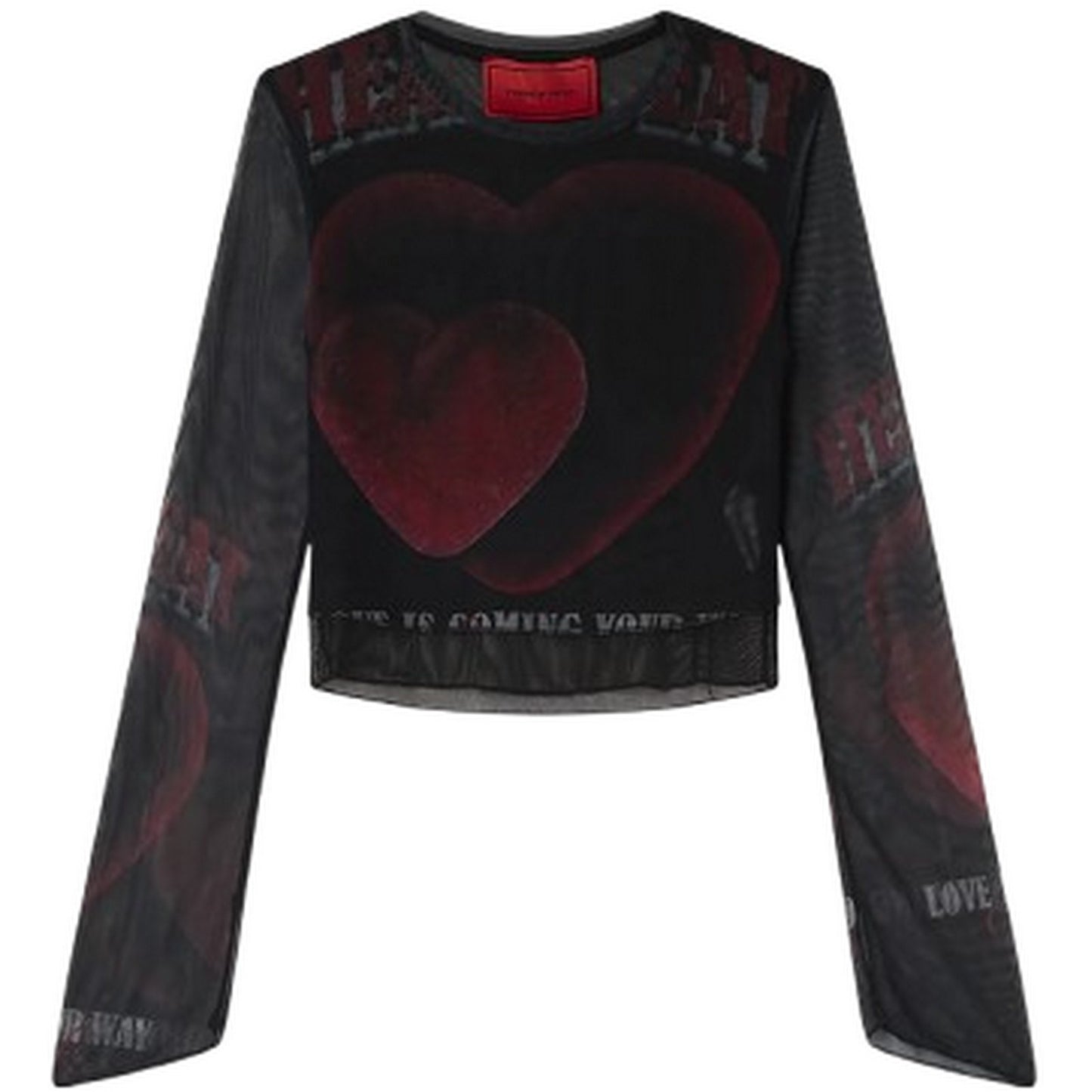 Maglie a manica lunga Donna Vision of Super - Black Longsleeve Top With "Velvet Heart" Print - Nero