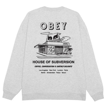 Męskie bluzy z kapturem Obey — Polar Obey House Of Subversion — szary