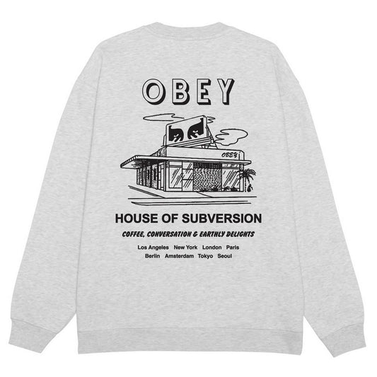 Felpe senza cappuccio Uomo Obey - Obey House Of Subversion Fleece - Grigio