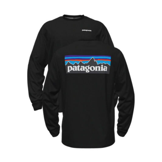 Maglie a manica lunga Uomo Patagonia - M's L/S P6 Logo ResponsibiliTee - Nero