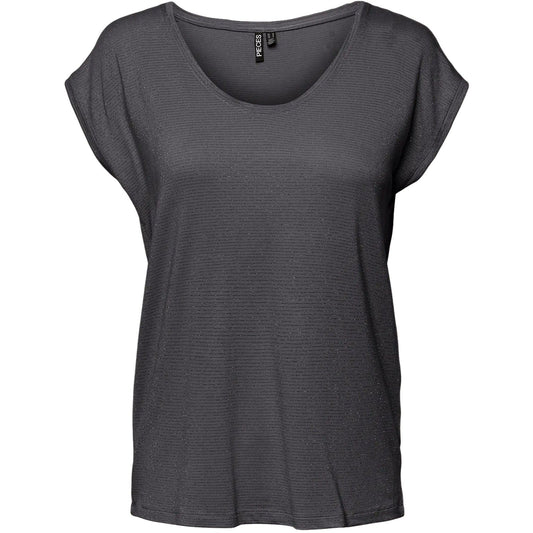 T-shirt Donna Pieces - Pcbillo Tee Lurex Stripes Noos - Grigio