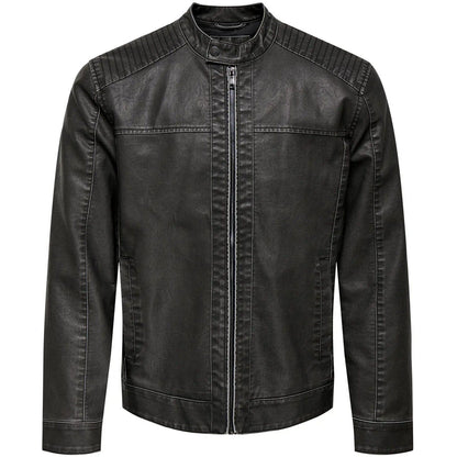 Giubbini Uomo Only & Sons - Onsmike Pu Racer Jacket Otw Vd - Nero