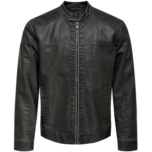Giubbini Uomo Only & Sons - Onsmike Pu Racer Jacket Otw Vd - Nero