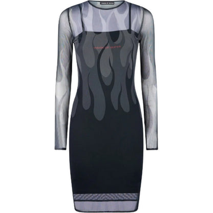 Vestiti casual Donna Vision of Super - Black Dress With Black Flames - Nero