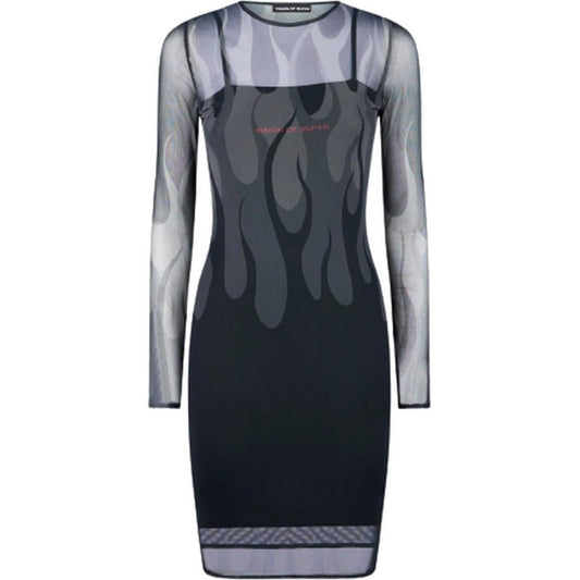 Vestiti casual Donna Vision of Super - Black Dress With Black Flames - Nero